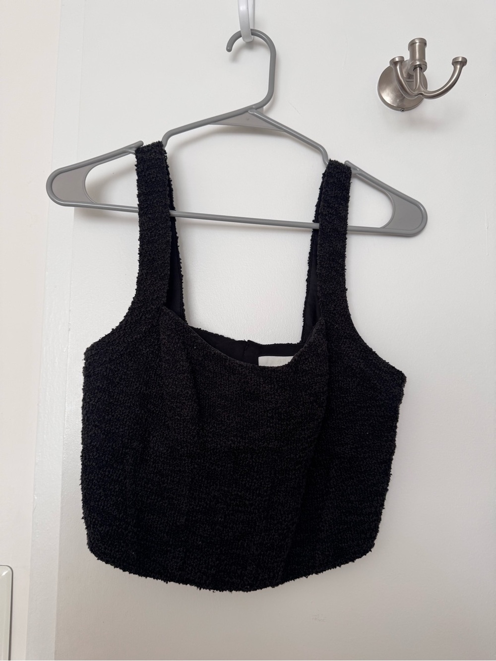 H&M Black Bouclé Cropped Tank Top